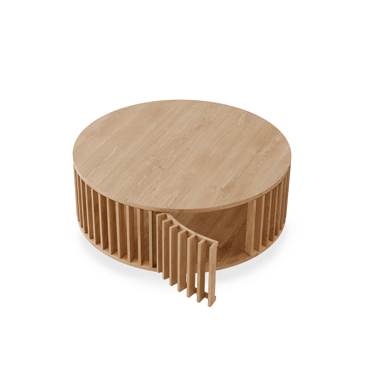 Okrągły stolik kawowy drewniany Giostra dębowy meble FONDU
